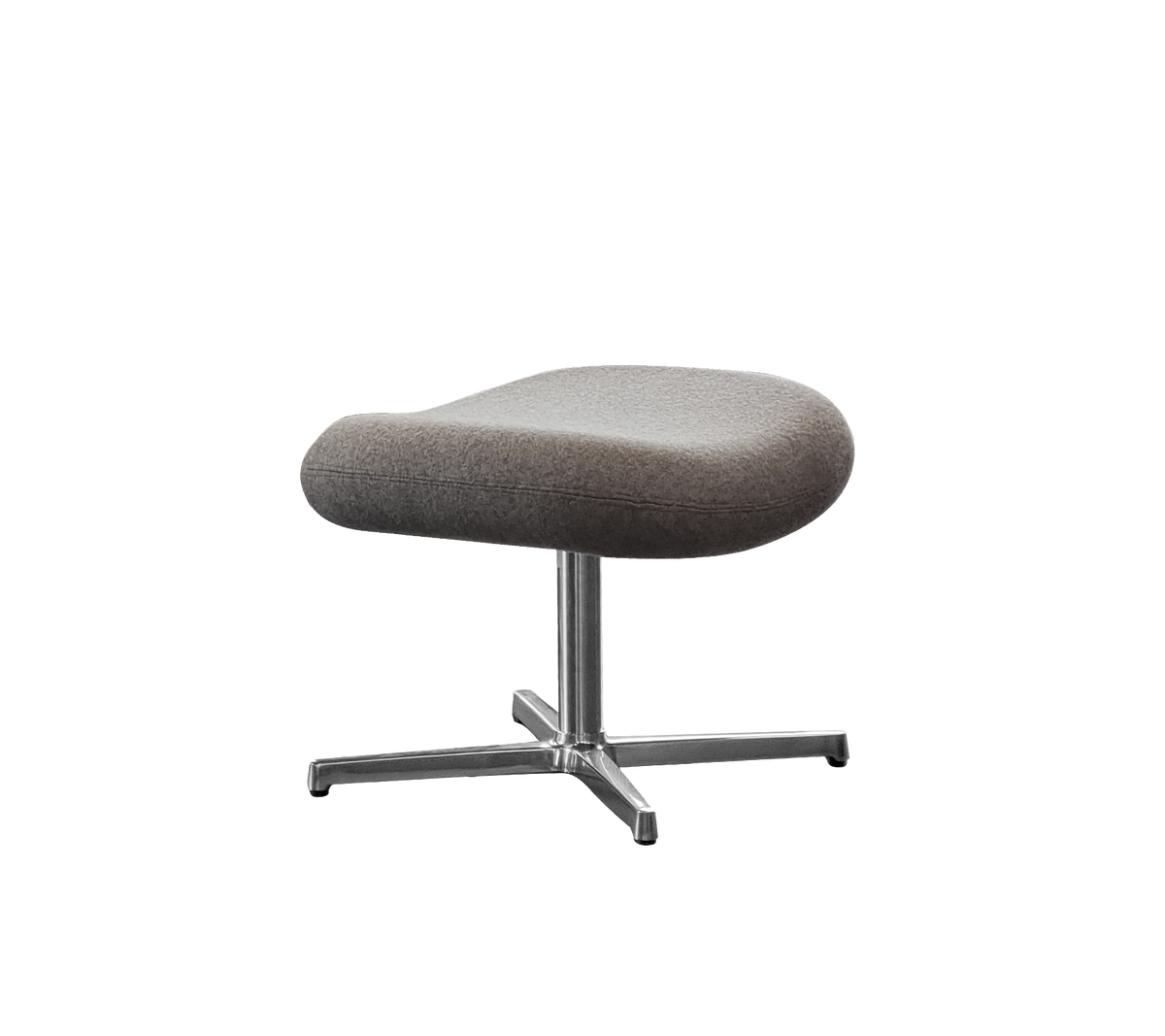 Modern upholstered ottoman with a soft, rounded top and a sleek metal base, perfect for added comfort and style.