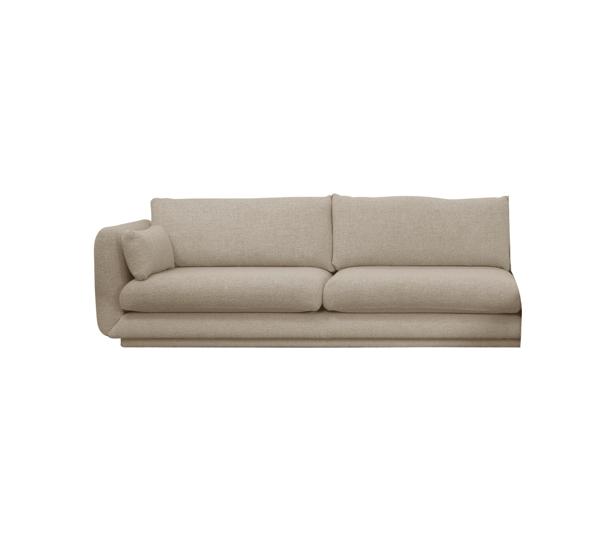 Modern sand sofa with a plush design and spacious seating.