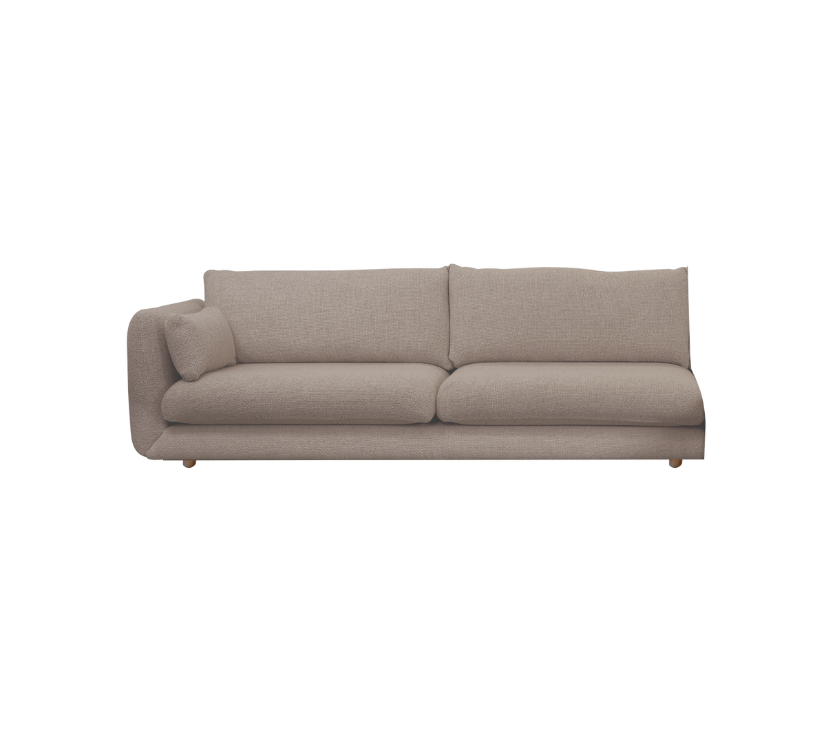 Light brown modern sofa with a minimalist design.