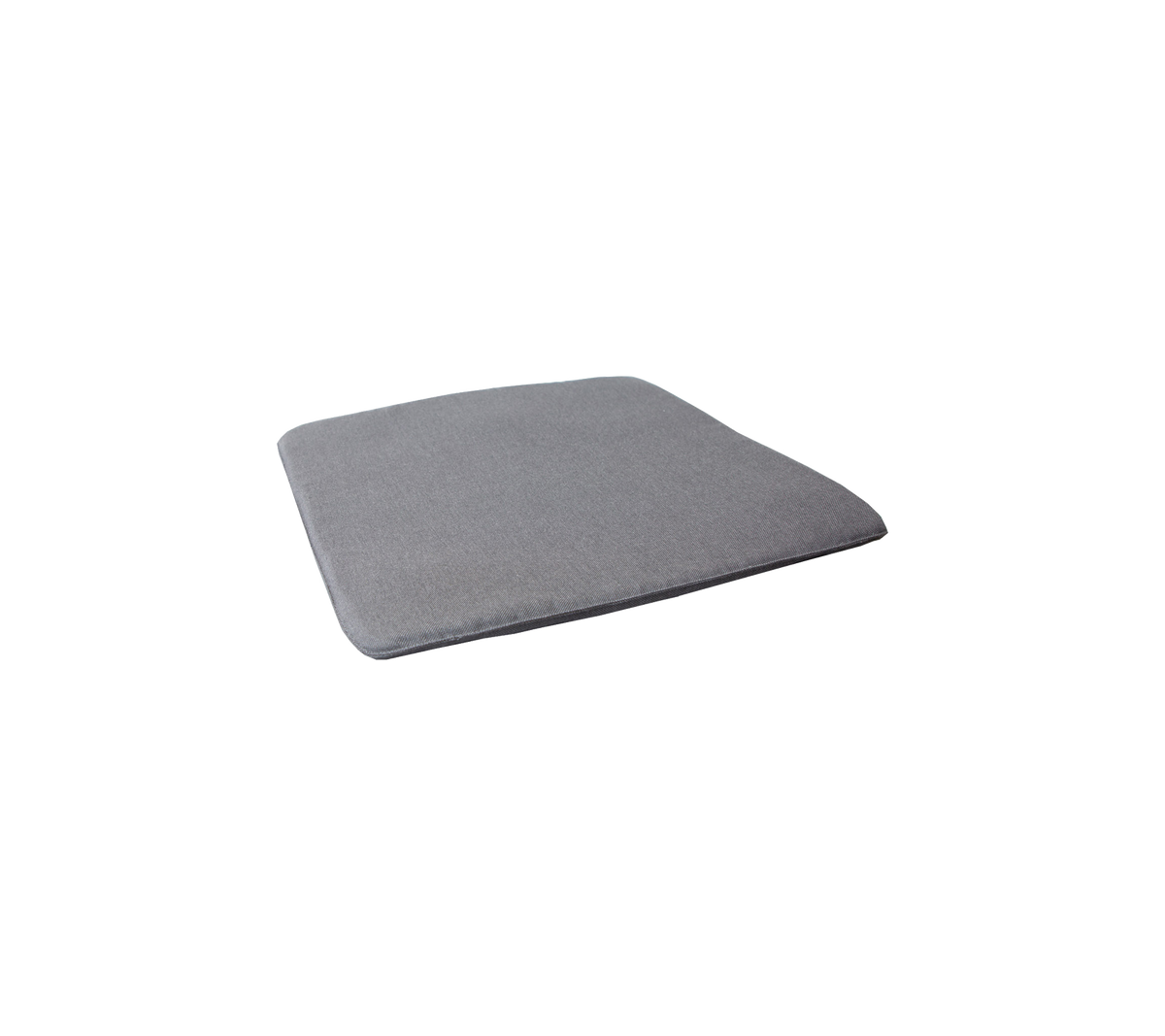 Gray, square cushion with rounded edges, designed for comfort and support. Ideal for seating or as decorative padding.