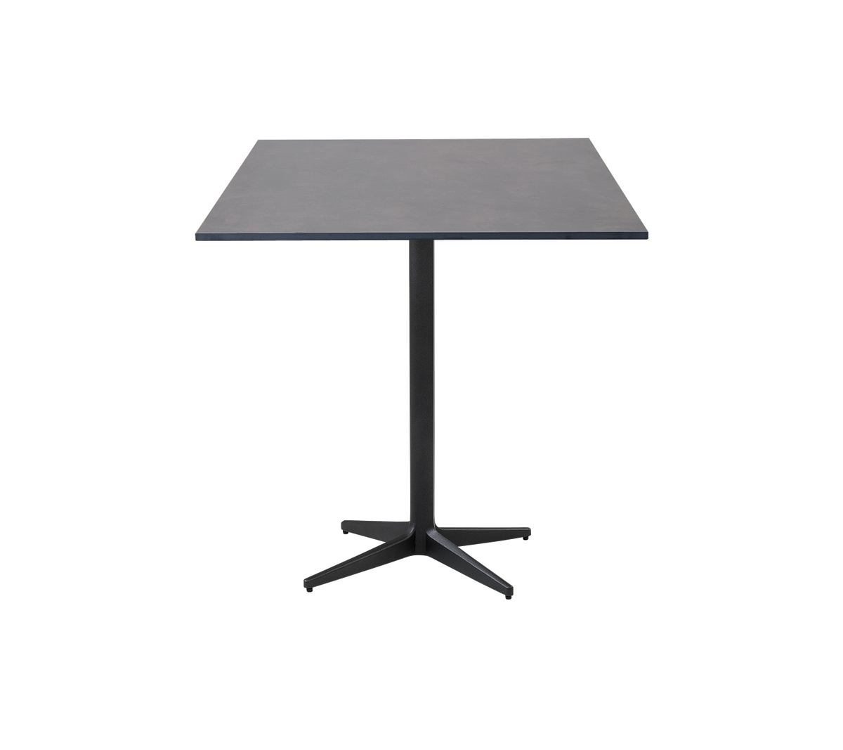 Modern square table with a sleek surface and a central pedestal base, ideal for various settings and gatherings.