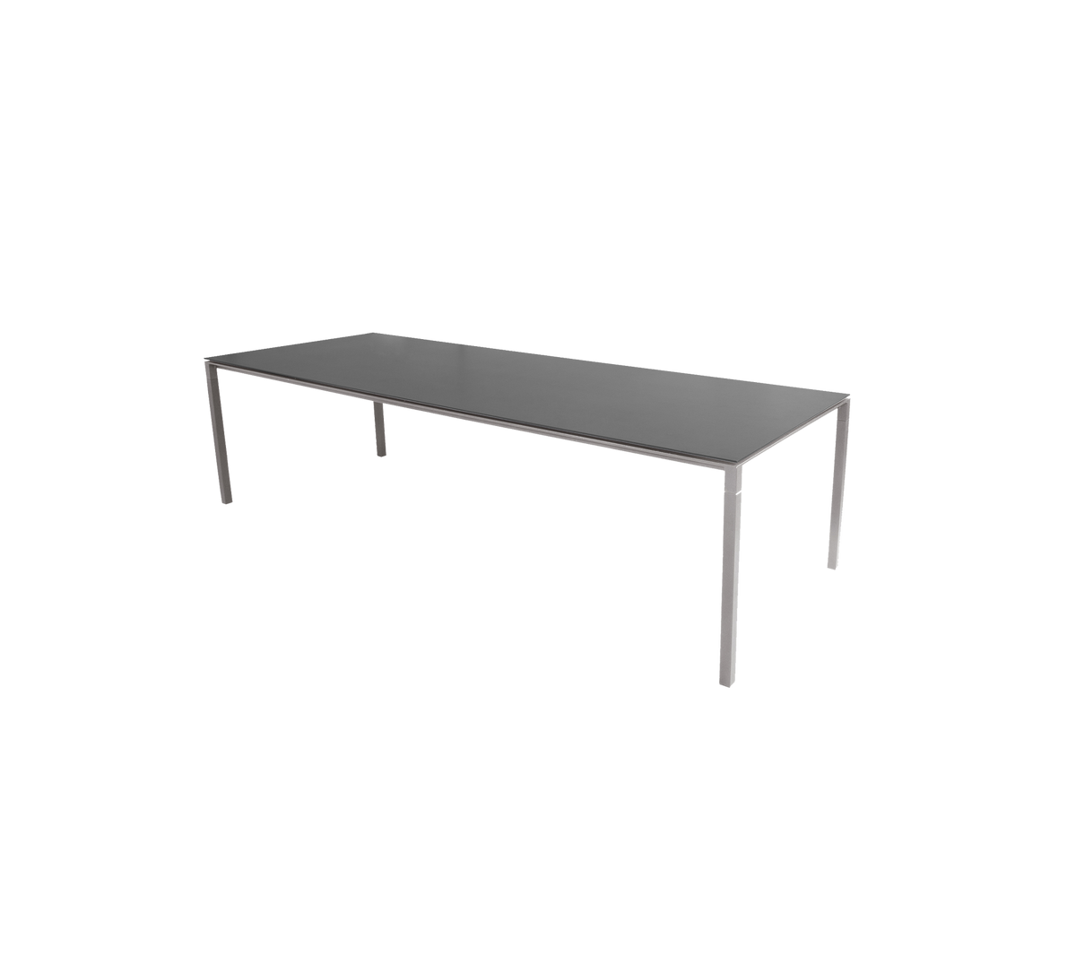 A sleek, modern table with a flat surface and sturdy legs, designed for versatile use in various settings.
