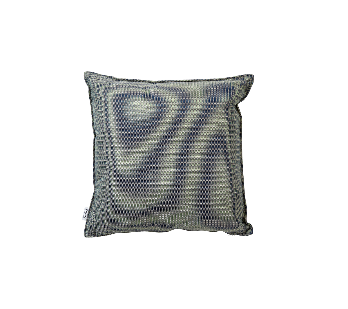 Green checkered cushion with a textured surface, featuring a piped edge for added detail and style.