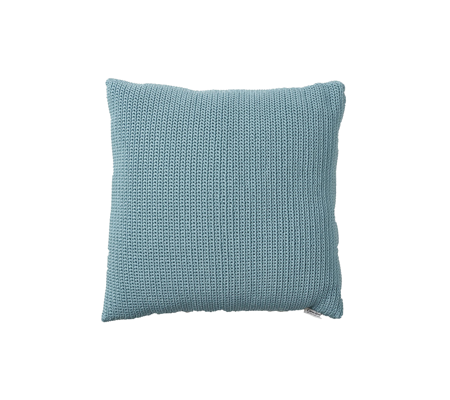 Soft, textured square pillow in a calming shade of blue, perfect for adding comfort and style to any space.