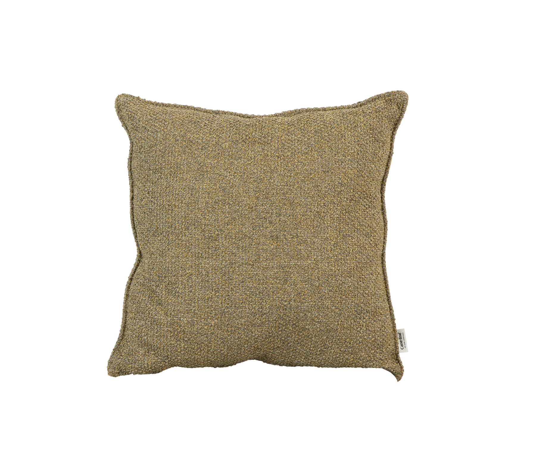 Square decorative pillow in a textured beige fabric, adding a cozy touch to any space. Suitable for various home aesthetics.
