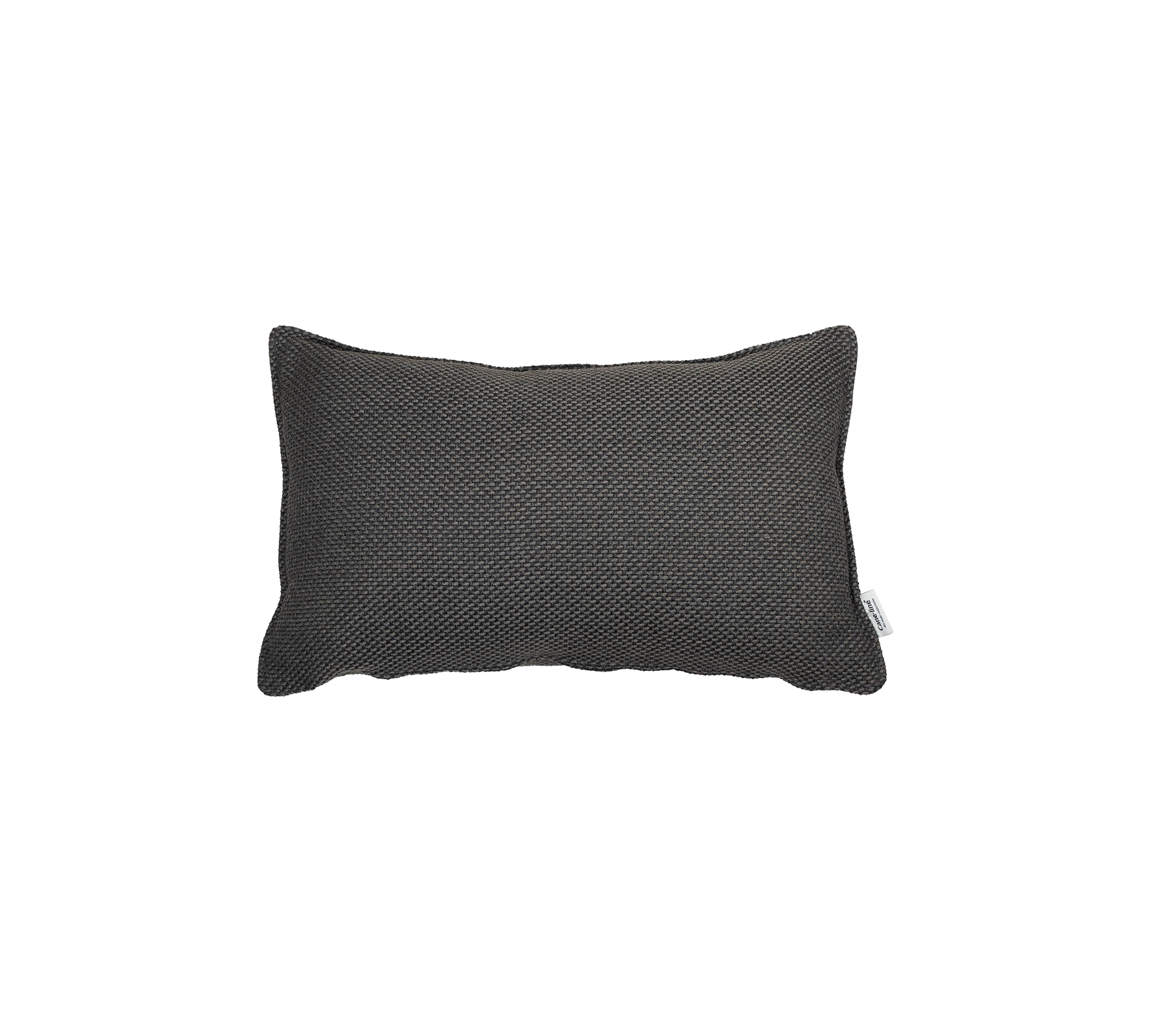 Textured rectangular pillow in a sleek dark color, adding a touch of modern elegance to any setting.