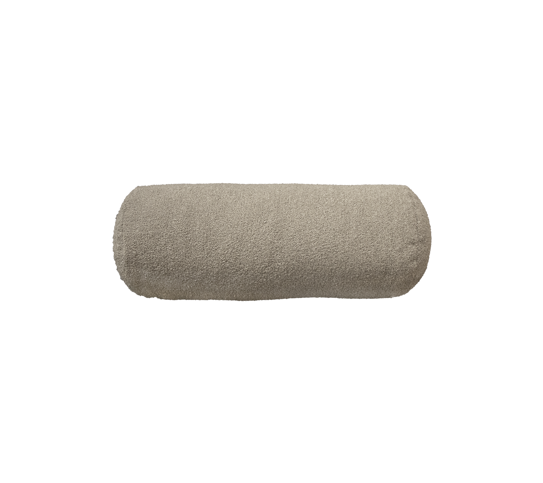 Light beige cylindrical cushion with a soft texture, designed for comfort and style in various settings.