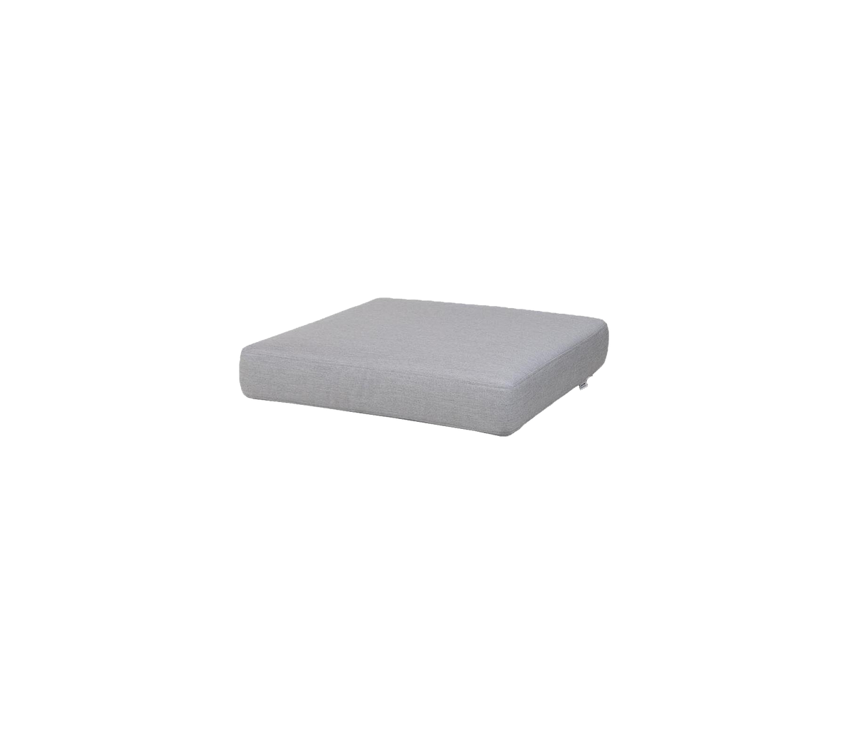 Gray square cushion with a smooth surface, designed for versatile seating or decorative purposes.