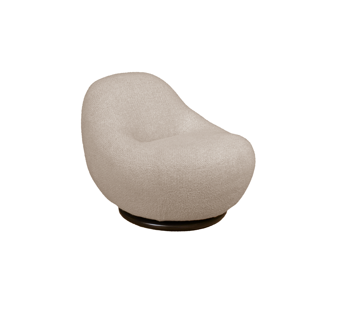 Curved sand-colored chair with a smooth surface.