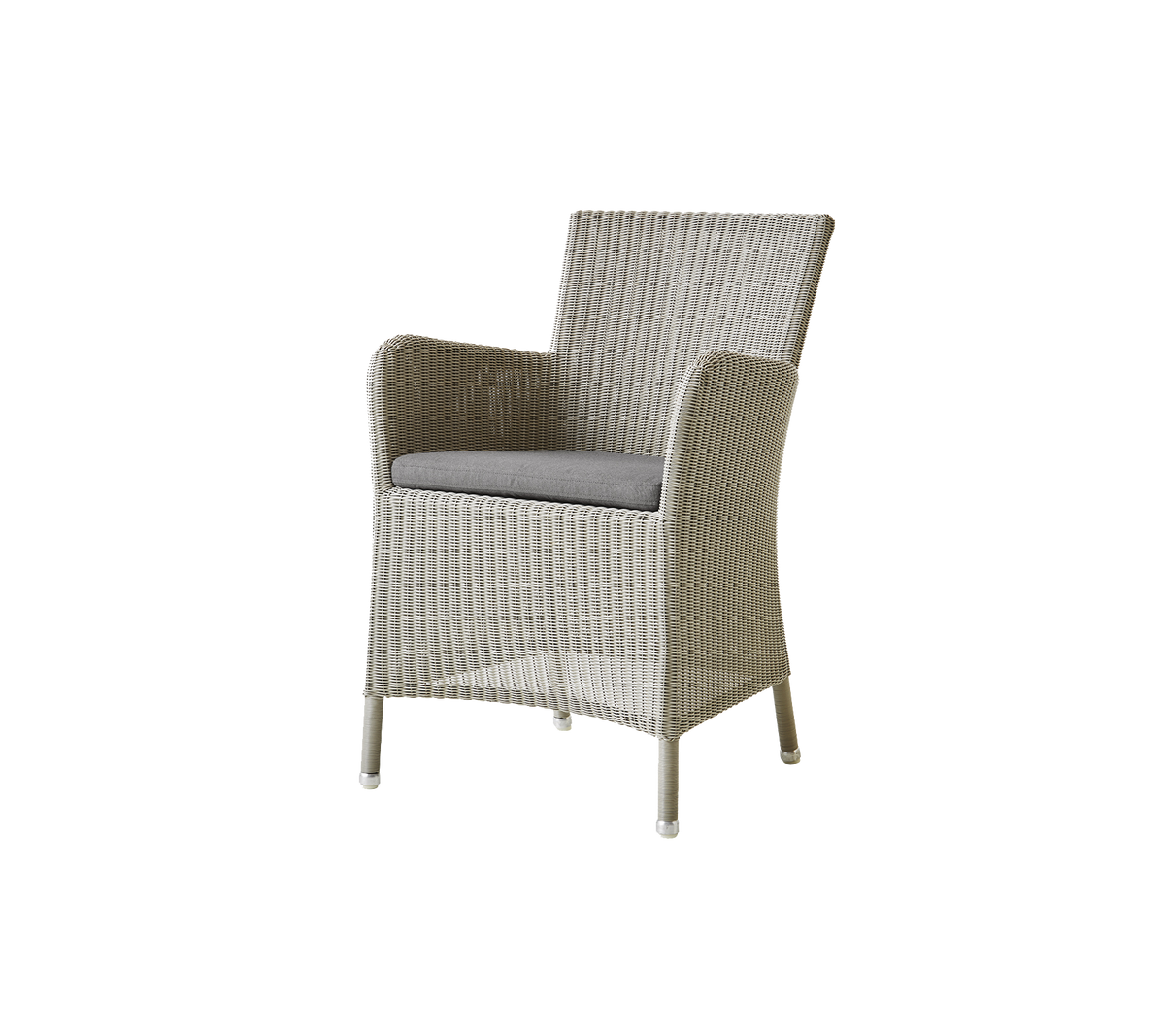 Lightweight woven chair with armrests and a padded cushion, designed for comfort and style. Perfect for relaxation.