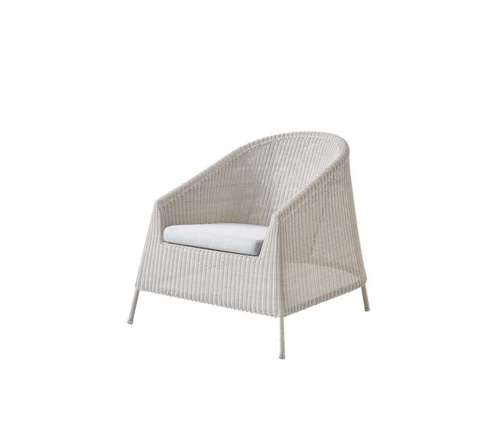 Light grey chair with a white cushion in a modern design.