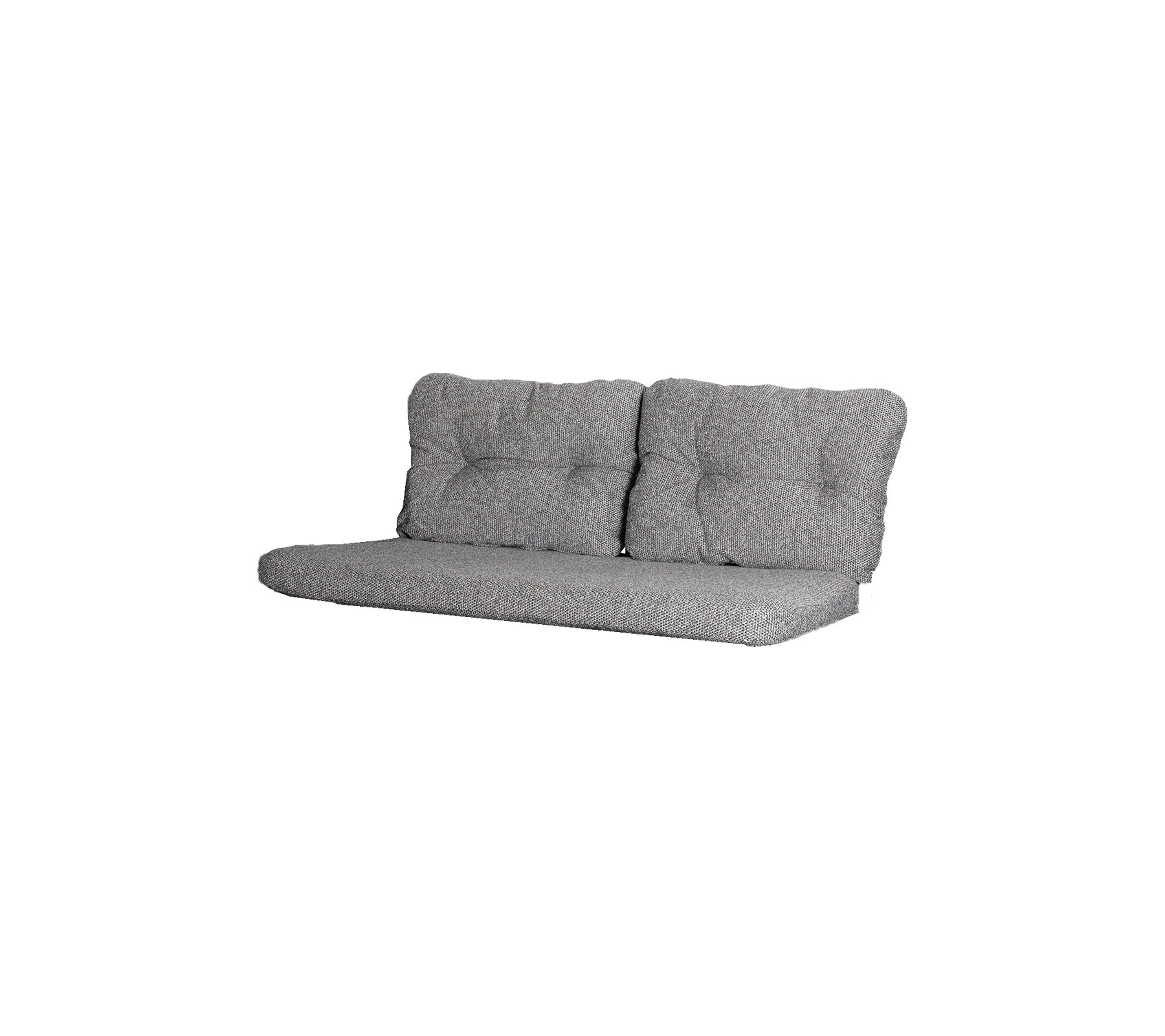 Gray sofa with a tufted design, featuring a minimalist style and clean lines, ideal for modern living spaces.