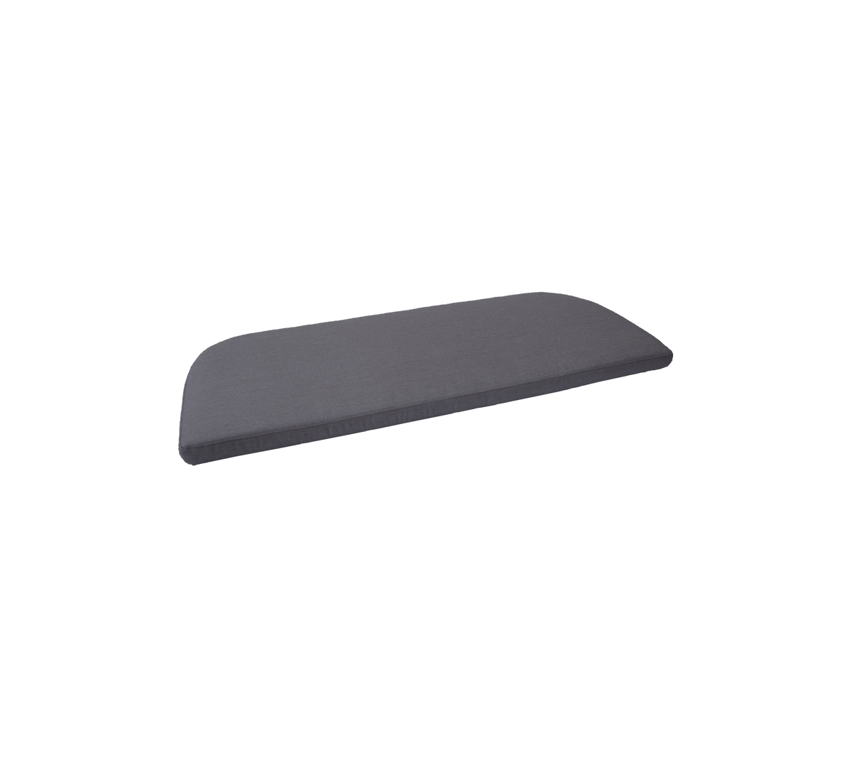 Grey foam cushion with a curved shape, designed for comfort and support. Suitable for various applications and furniture styles.