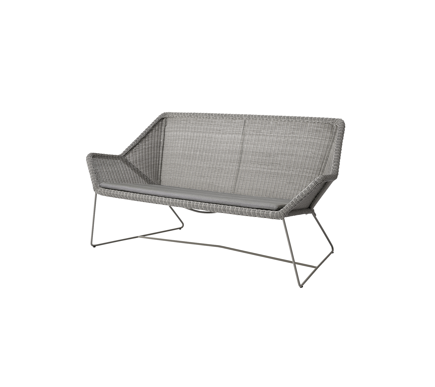 Stylish two-seat sofa with a modern design featuring a woven texture and sleek metal legs, perfect for relaxation and aesthetic appeal.
