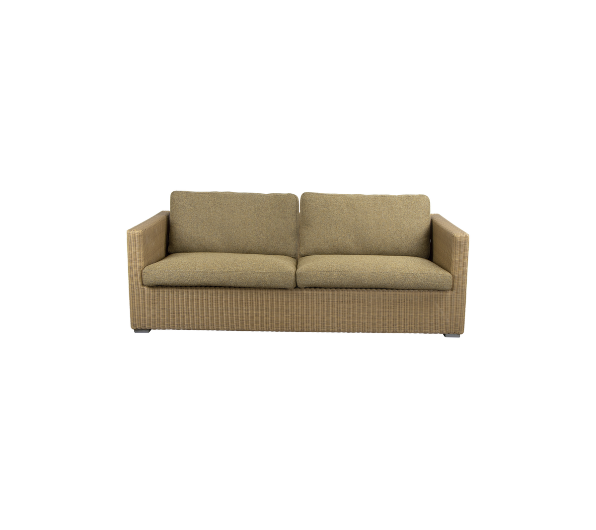 Cozy, contemporary sofa with a textured fabric design and plush cushions, perfect for relaxation and comfort in any space.