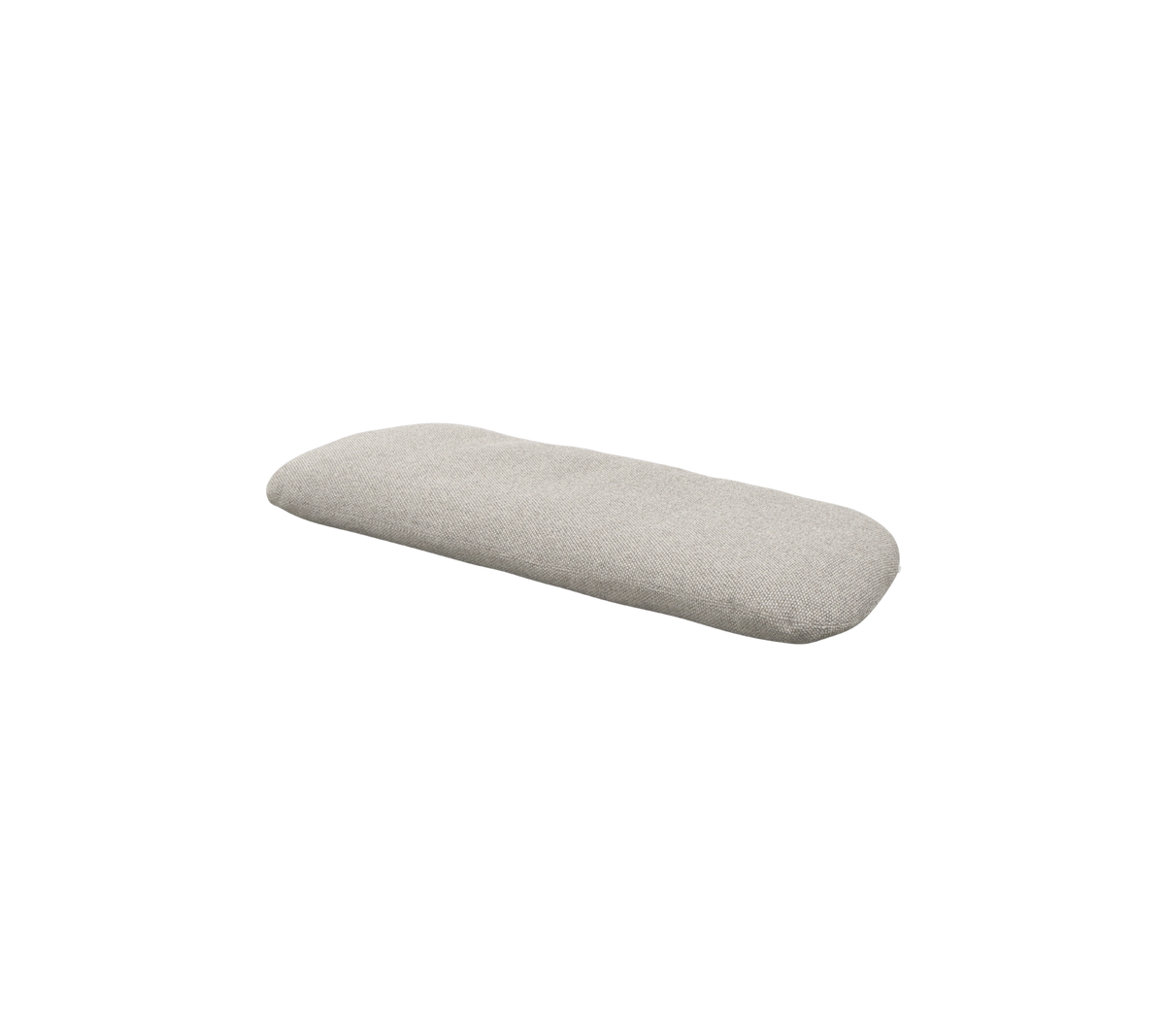 Rectangular cushion in a light gray fabric, featuring a smooth surface with a subtle texture, designed for comfort and style.