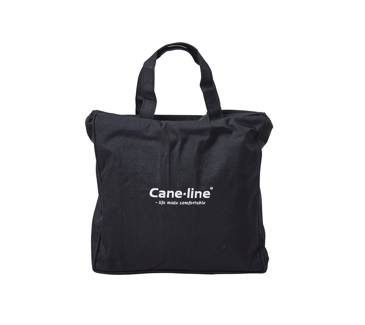 Black tote bag featuring the Cane-line logo in white. Suitable for various purposes, combining style and functionality.