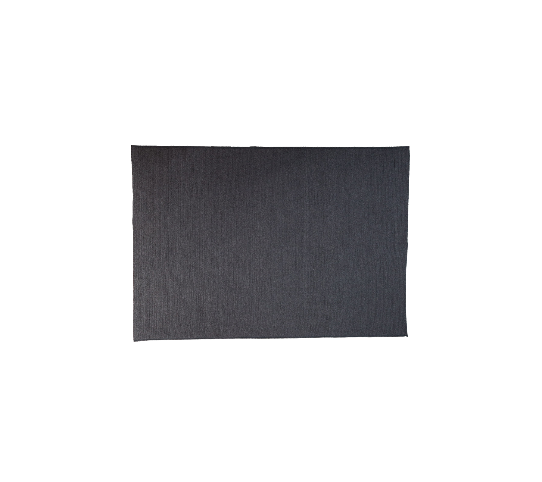 Dark grey, round outdoor rug named Circle with a simple and elegant flat weave design, measuring 240 by 170 cm.