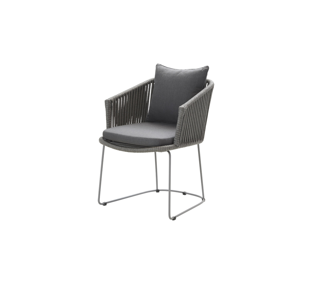 Stylish gray armchair with a woven back and cushioned seat, perfect for modern outdoor or indoor settings. Model: 7441ROG, 7441YSN95.