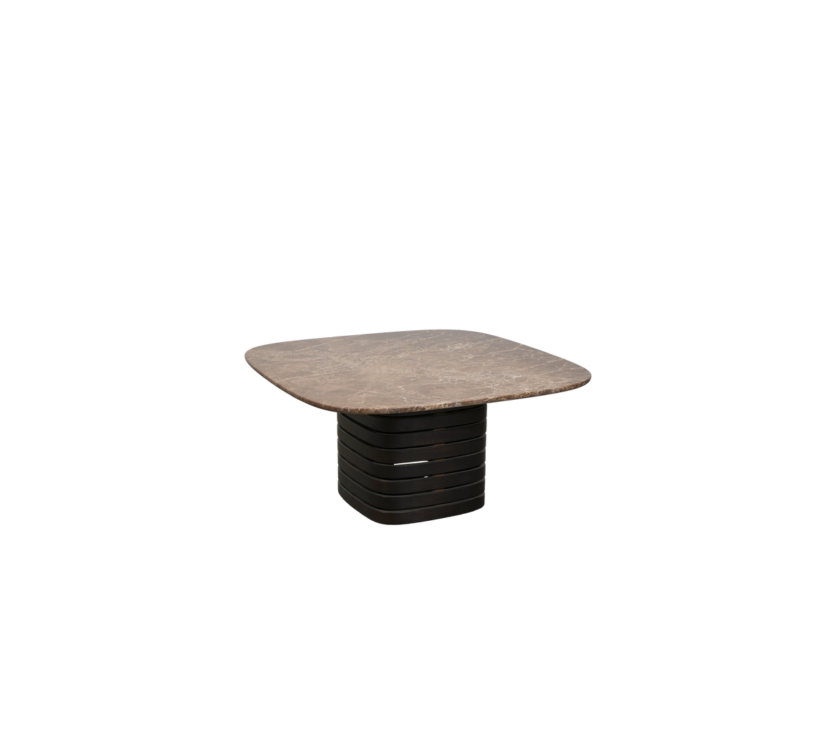 Contemporary dark brown table with a unique design.