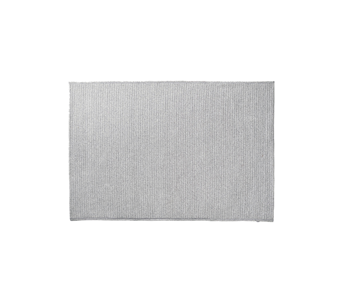 Gray rectangular rug with a textured surface, featuring vertical lines for a sleek and modern aesthetic. Suitable for various settings.