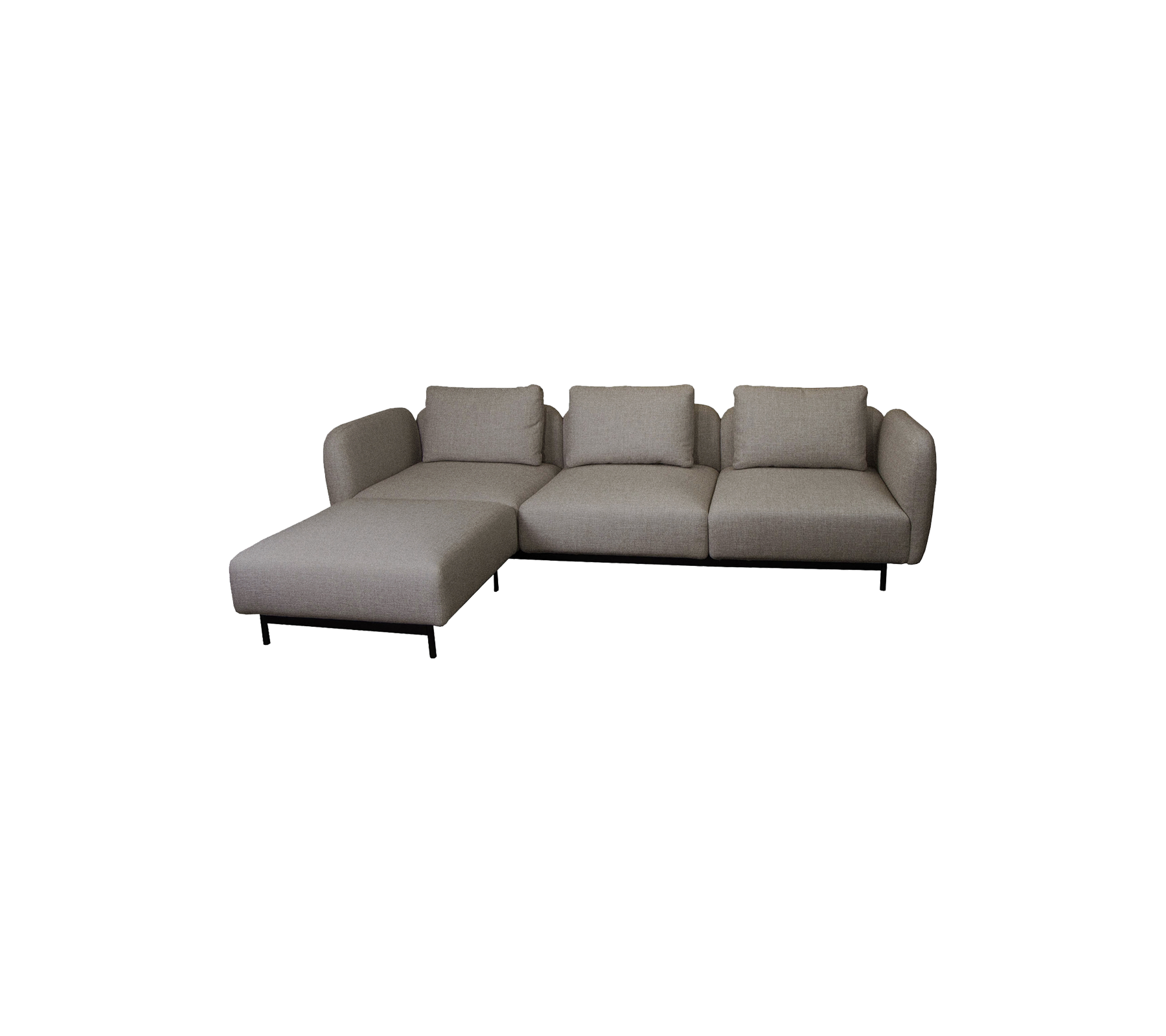Aura Cane-line Wool, Fire Retardant (Crib 5), 3-seater sofa w/high armrest & chaise lounge right (1.1)