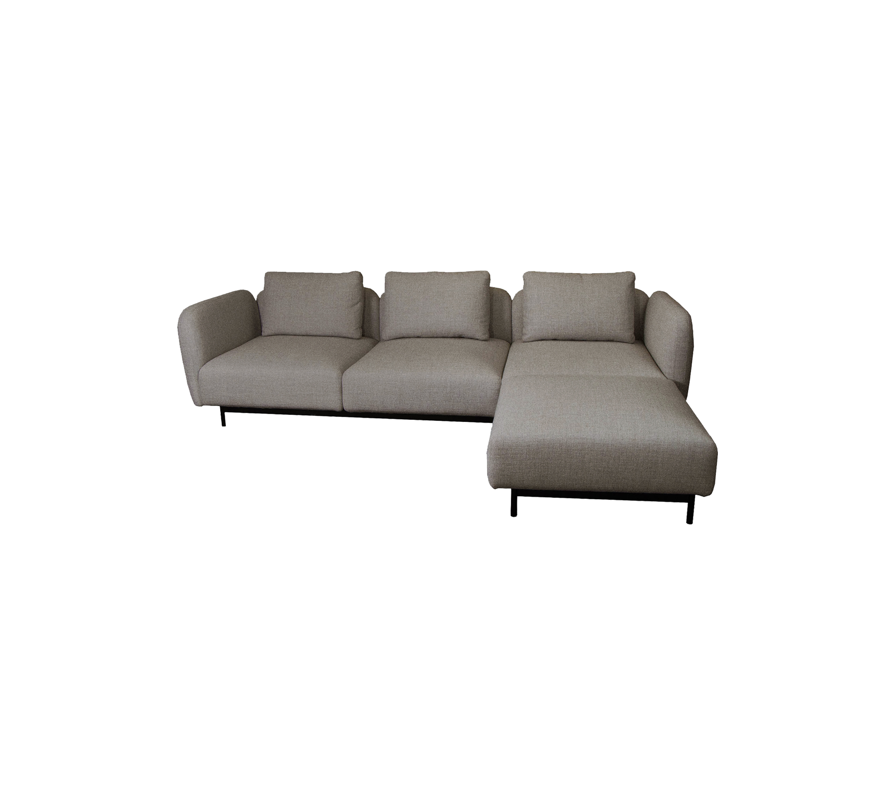 Aura Cane-line Wool, Fire Retardant (Crib 5), 3-seater sofa w/high armrest & chaise lounge left (1.2)