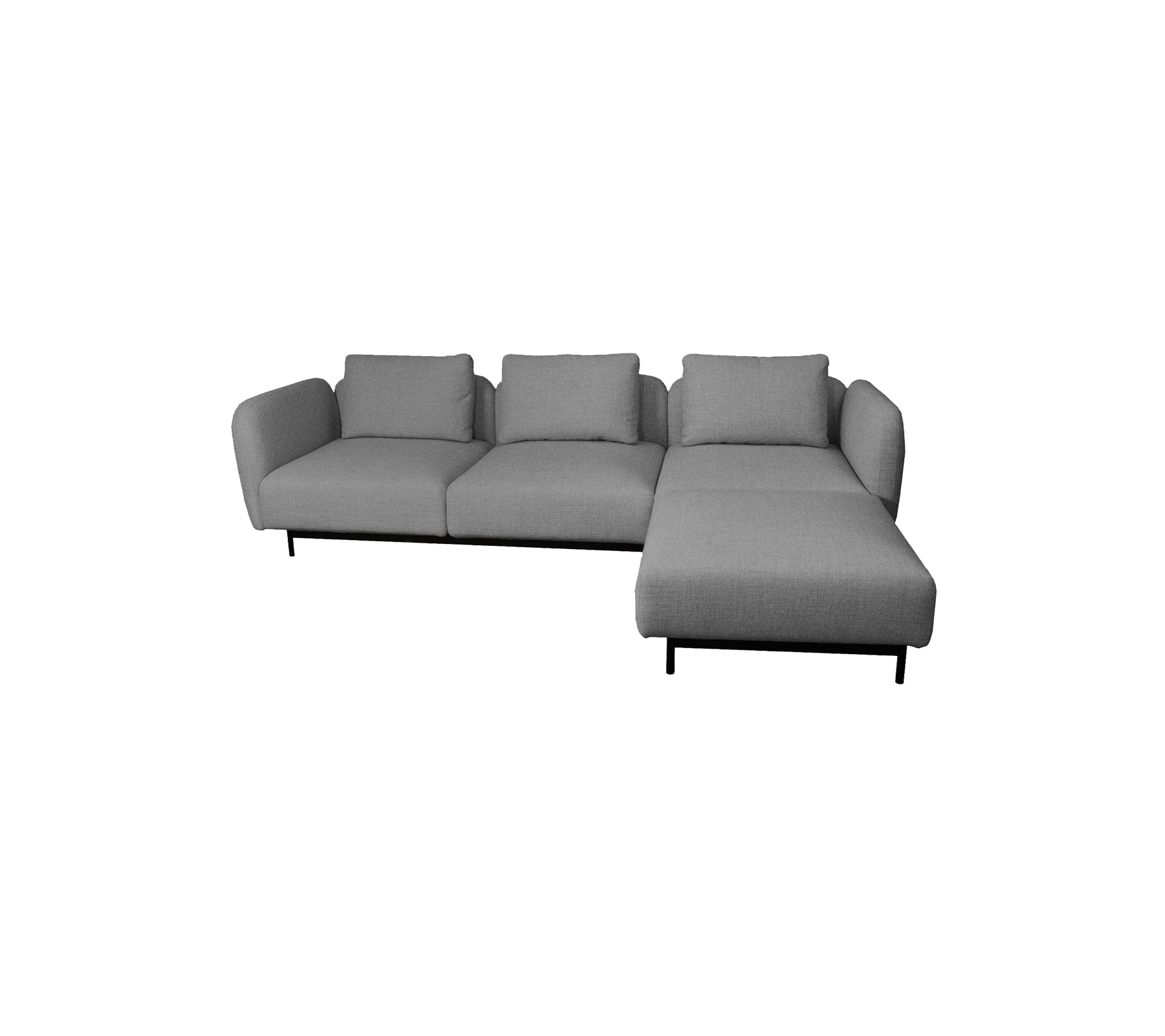 Aura Cane-line Wool, Fire Retardant (Crib 5), 3-seater sofa w/high armrest & chaise lounge left (1.2)