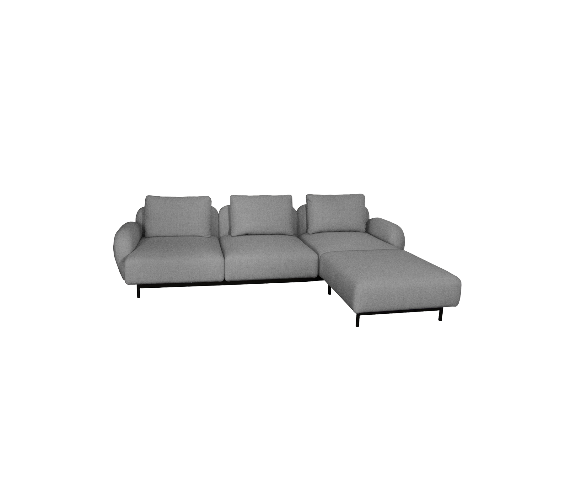Aura Cane-line Wool, Fire Retardant (Crib 5), 3-seater sofa w/low armrest & chaise lounge left (2.2)