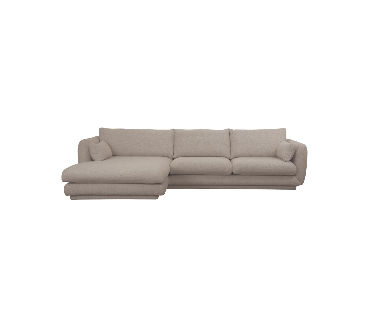 Light brown modern sofa with a chaise lounge configuration.