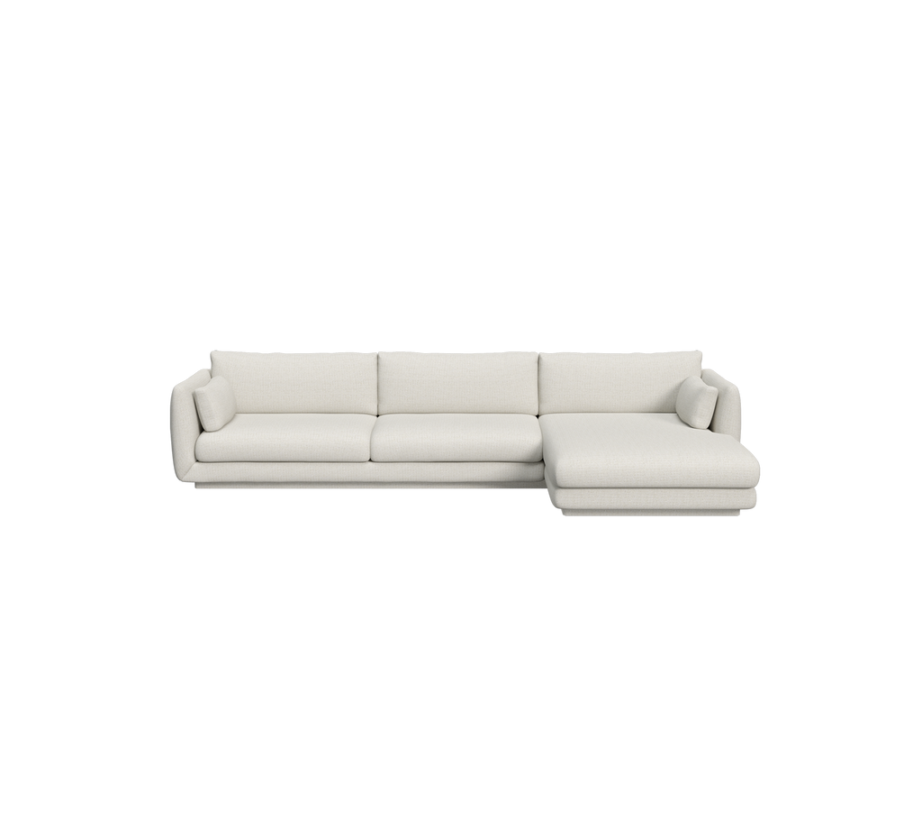 Modern sand sectional sofa with clean lines and spacious seating.