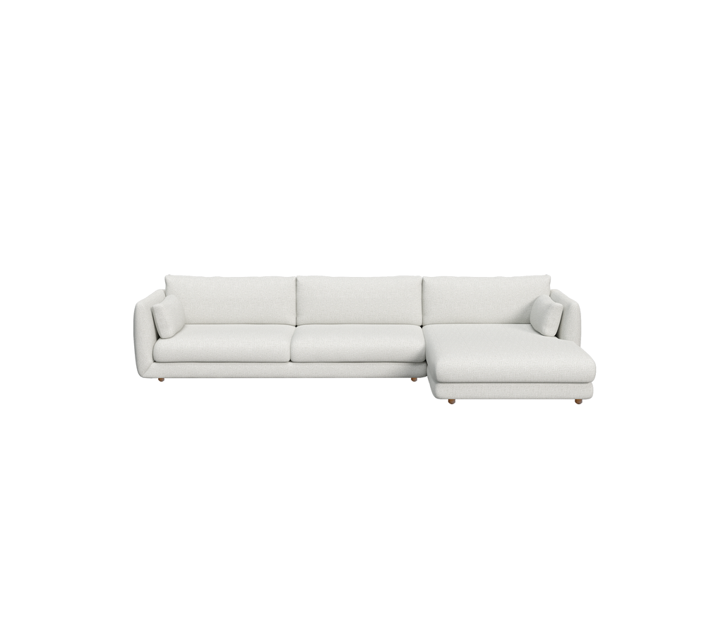 Light grey modern sofa with a minimalist design in a lounge setting.
