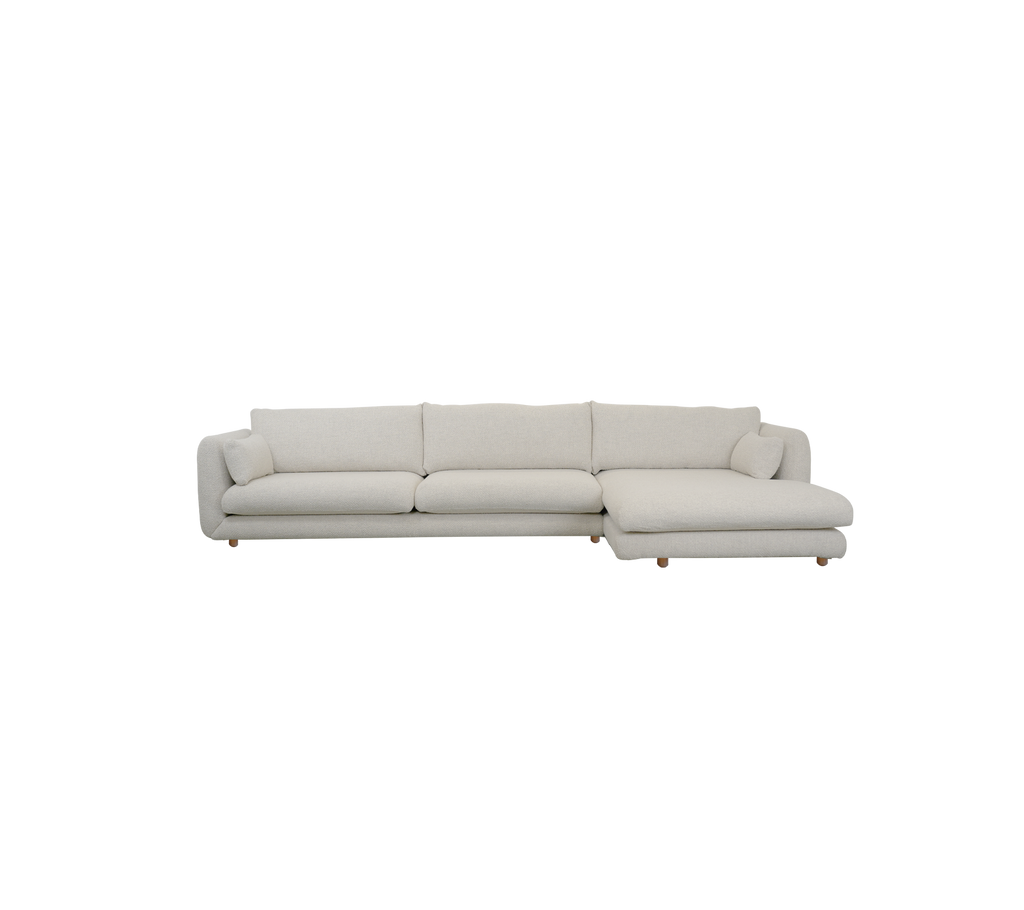Modern sand sofa with a sectional design.