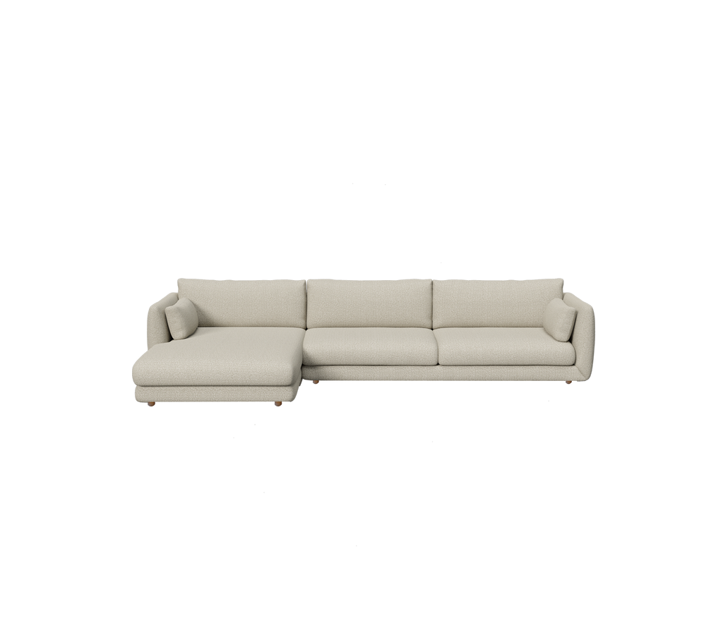 Light brown modern sofa with a sleek design and section.