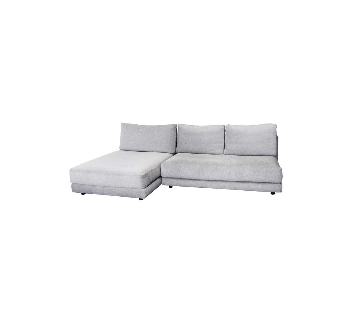 A modern gray sectional sofa featuring a comfortable chaise lounge and plush cushions, perfect for any living space.