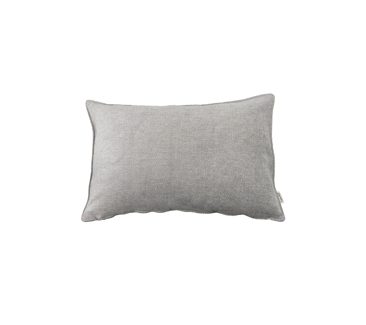 Gray rectangular cushion with a textured fabric surface, designed for decorative or comfort use.
