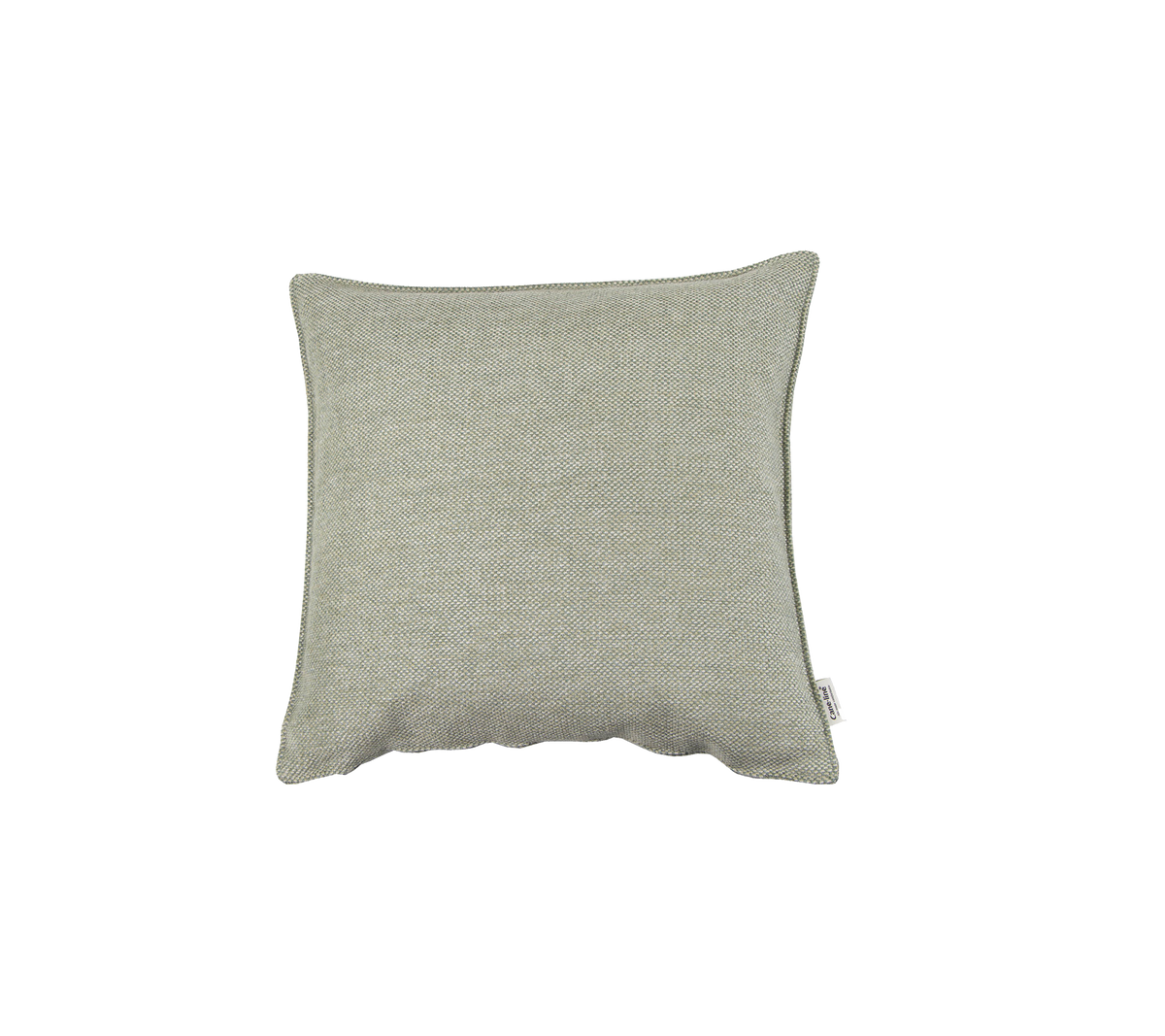Soft square pillow in a light gray fabric, perfect for adding comfort and style to any space.