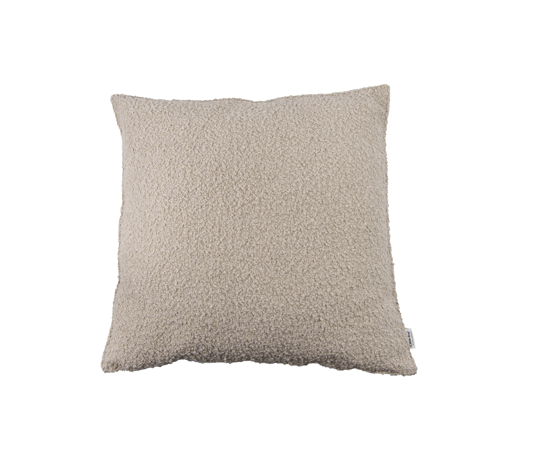 Soft, textured square cushion in a neutral tone, perfect for adding comfort and style to any space.