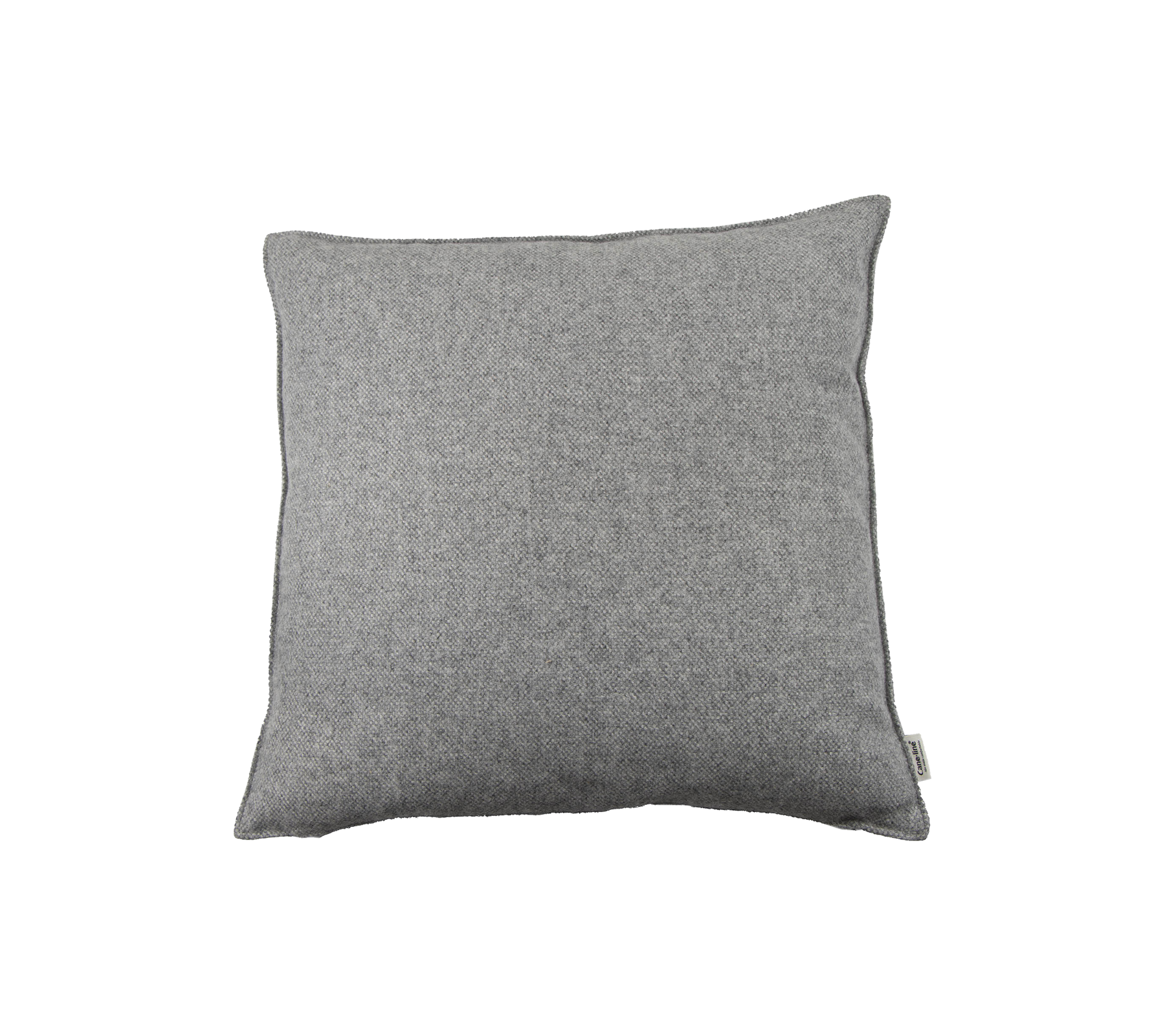 Gray square cushion with a textured fabric, perfect for adding comfort and style to any space.