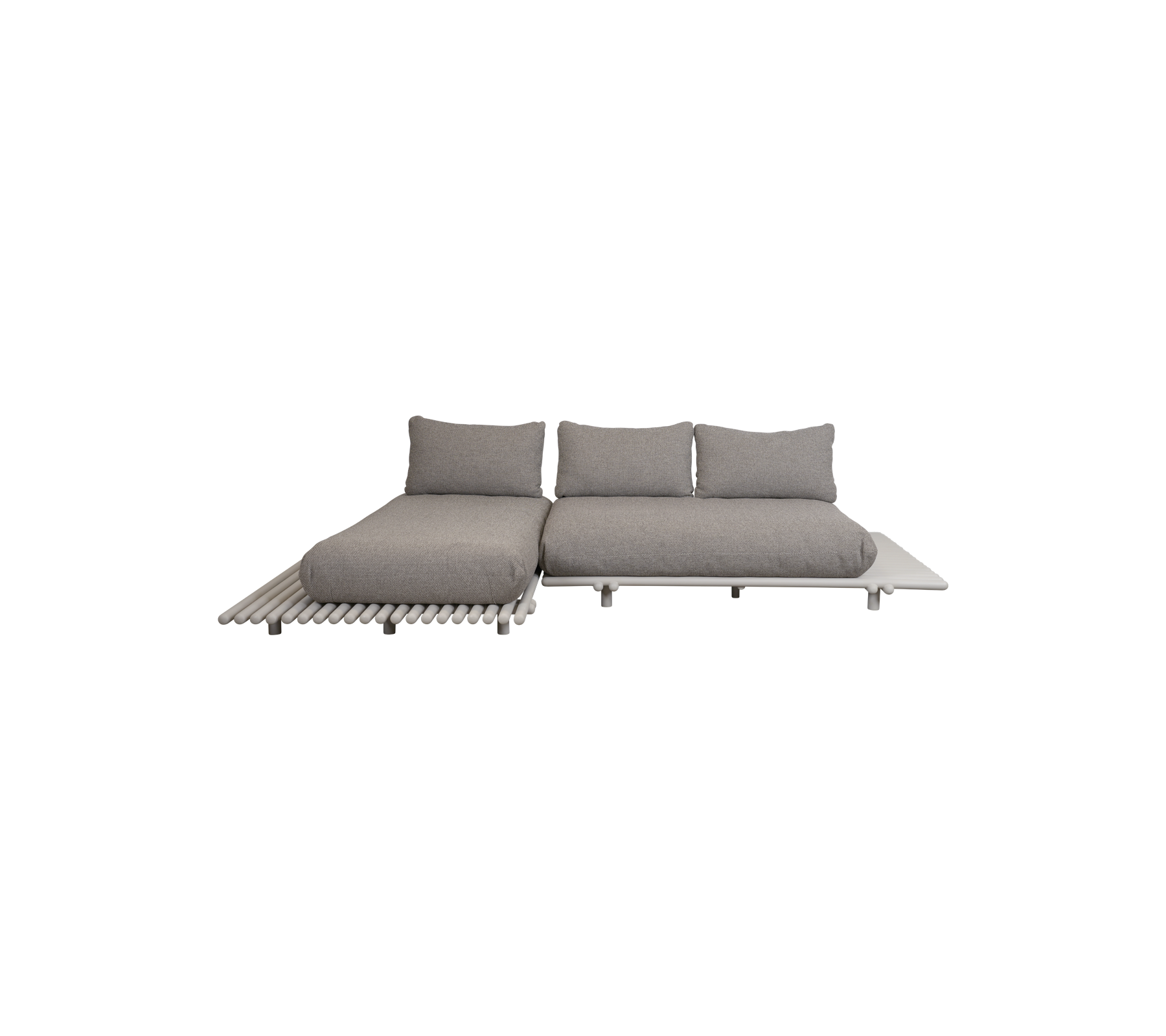 Sticks platform, sofa w/ chaise lounge