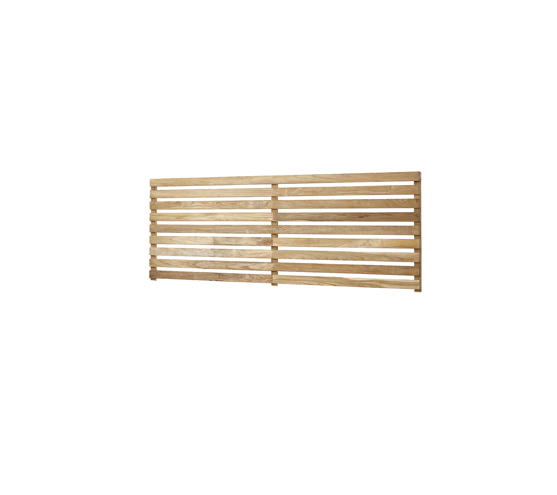 Wooden slatted panel with a natural finish, featuring evenly spaced slats for ventilation or decorative use.